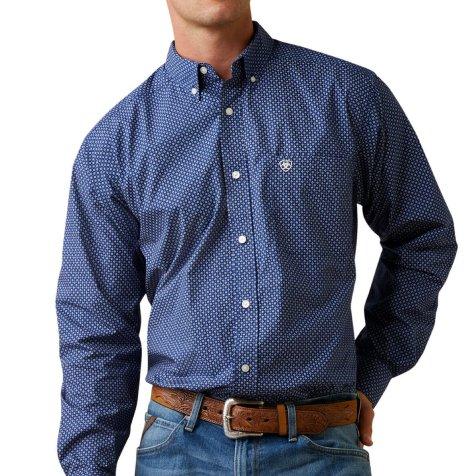 ariat mens blue fitted button down shirts